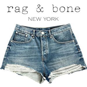 RAG & BONE Maya High Rise Cut Off Denim Shorts Size 30 NWOT